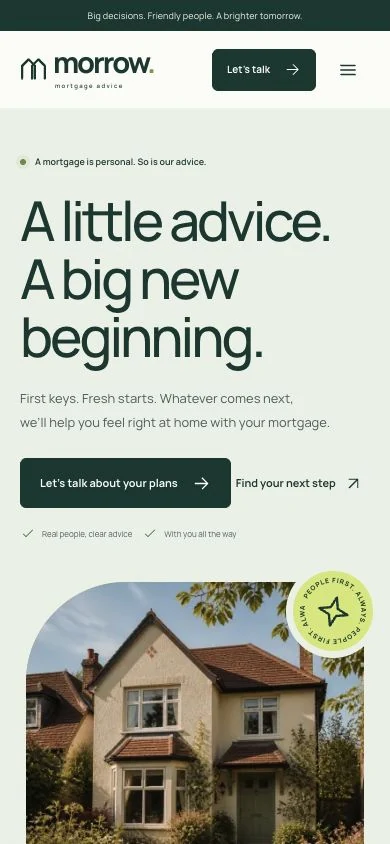 Morrow Mortgage Advice homepage on a mobile screen