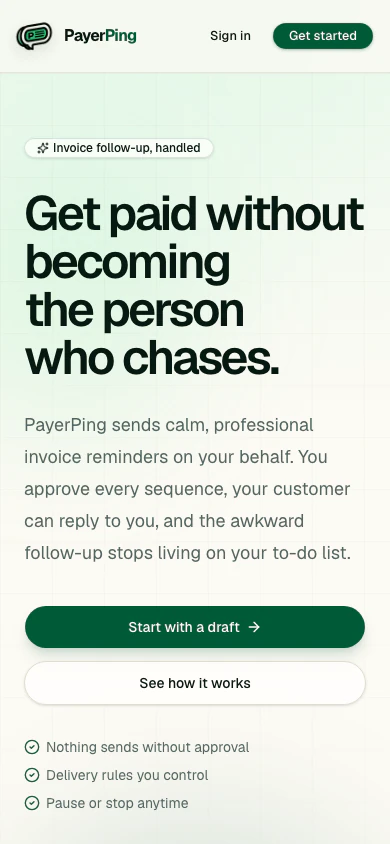 PayerPing shown on a mobile screen
