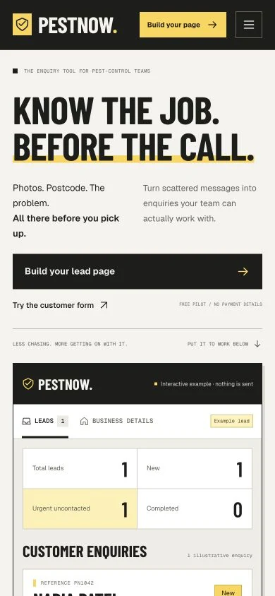 PestNow shown on a mobile screen