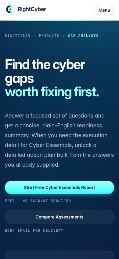 RightCyber Analysis shown on a mobile screen